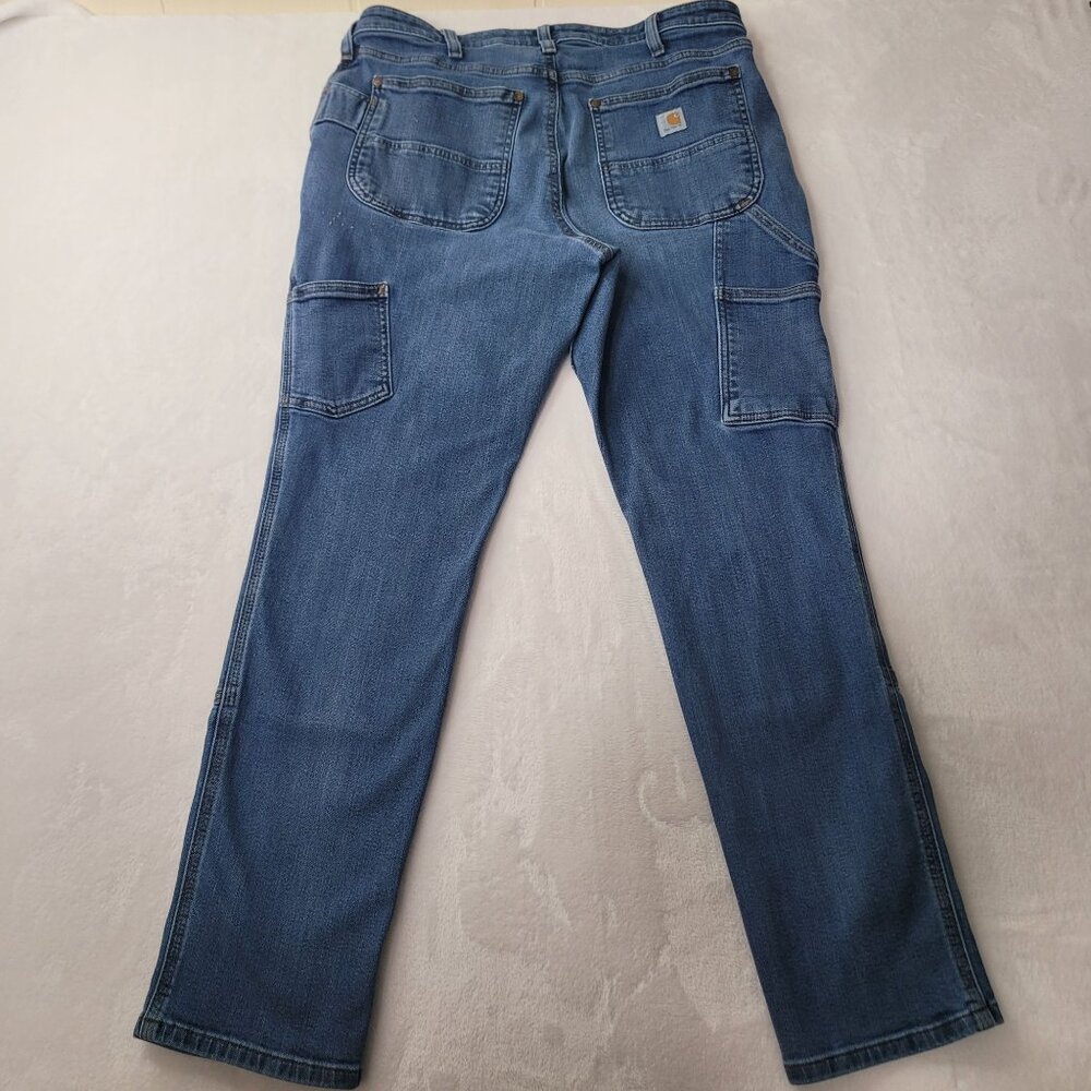 Carhartt Women's Double Knee Relaxed Fit Blue Denim Jeans Size 12 Regular - Picture 2 of 15